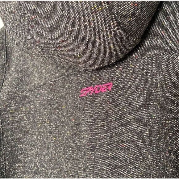 Spyder Full Zip Gray Winter Jacket Hooded Fleece Lined Women Size Large Pink Zip - Picture 8 of 9